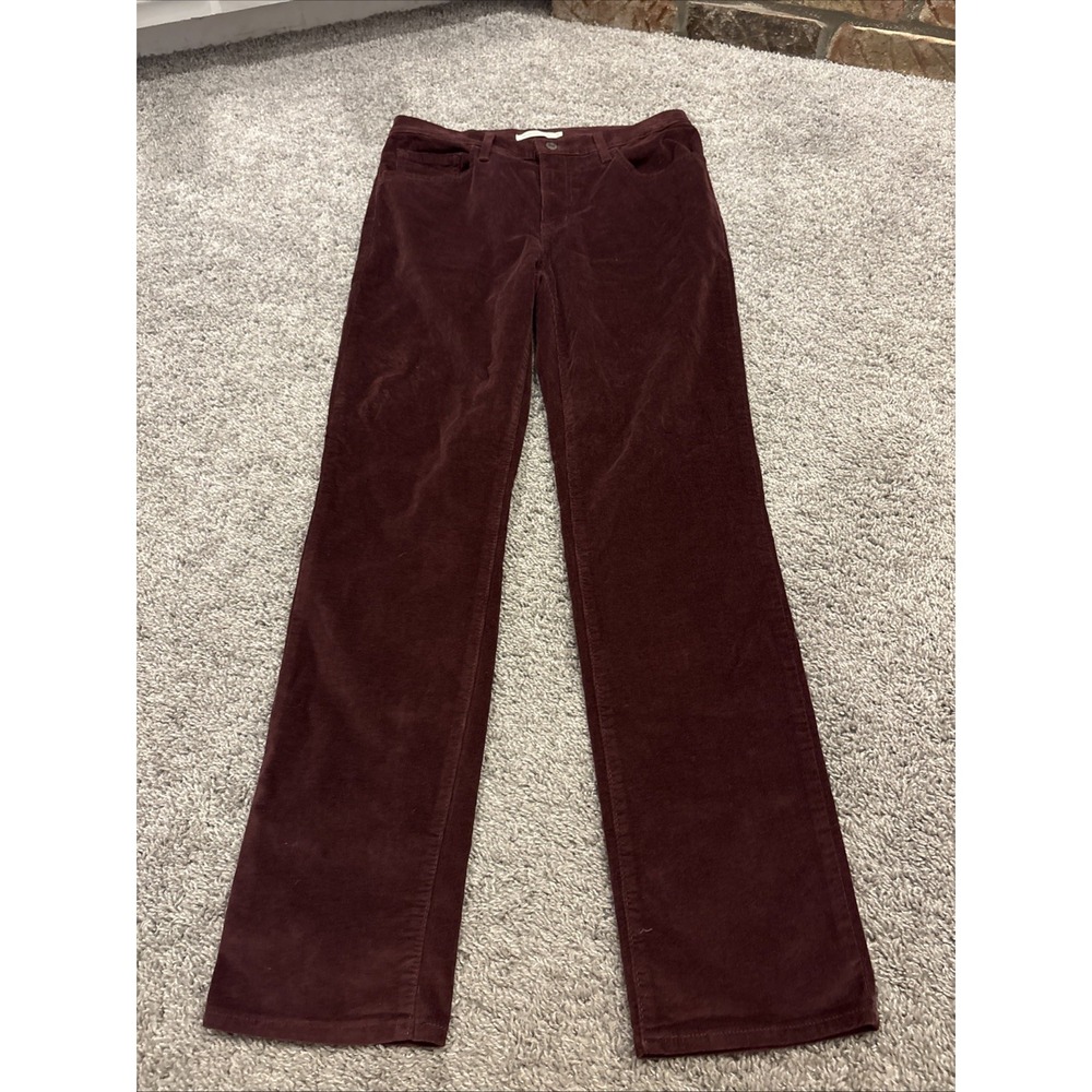 Levis Pants 724 Womens 32x32 Maroon Corduroy High Rise Straight Preppy Work
